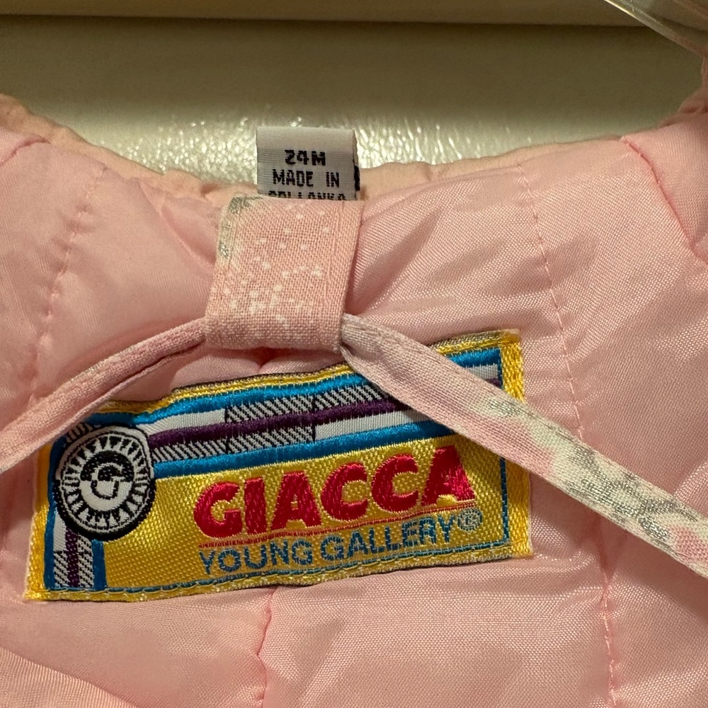 Giacca Girls Snow Suit Pink Silver Insulated Warm Mittens 24M - Picture 5 of 6